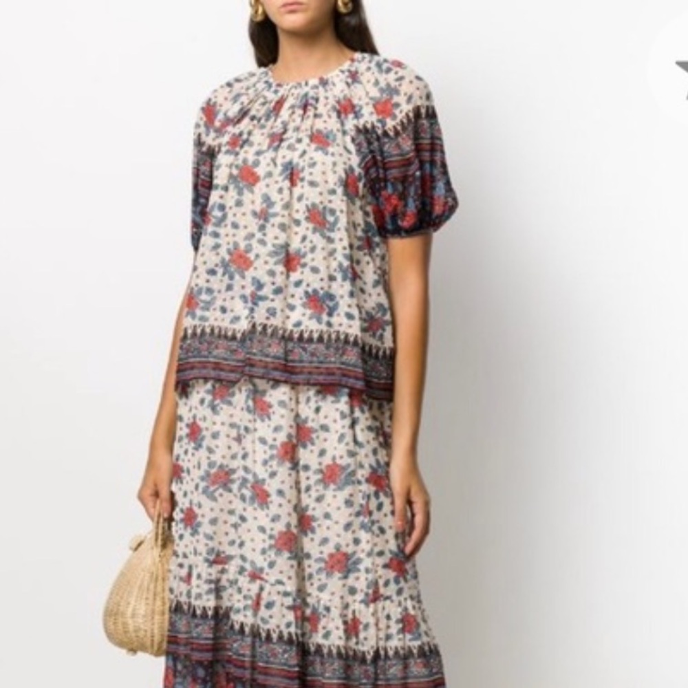 Ulla Johnson $395 Silk Jacquard Blouse Size Small